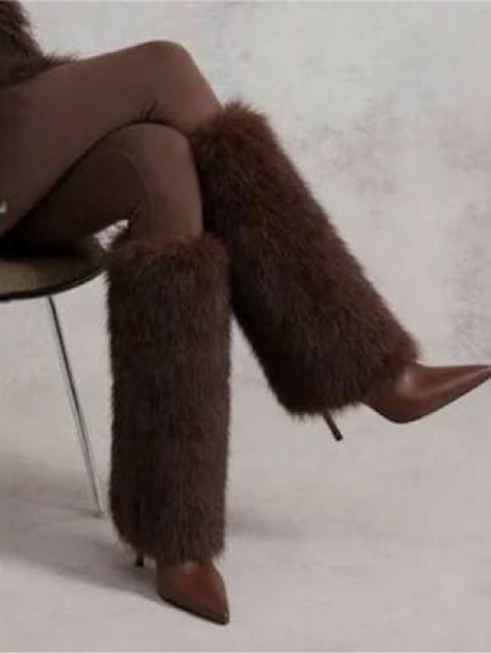 Faux Fur Brown Boots - Picture 2 of 10